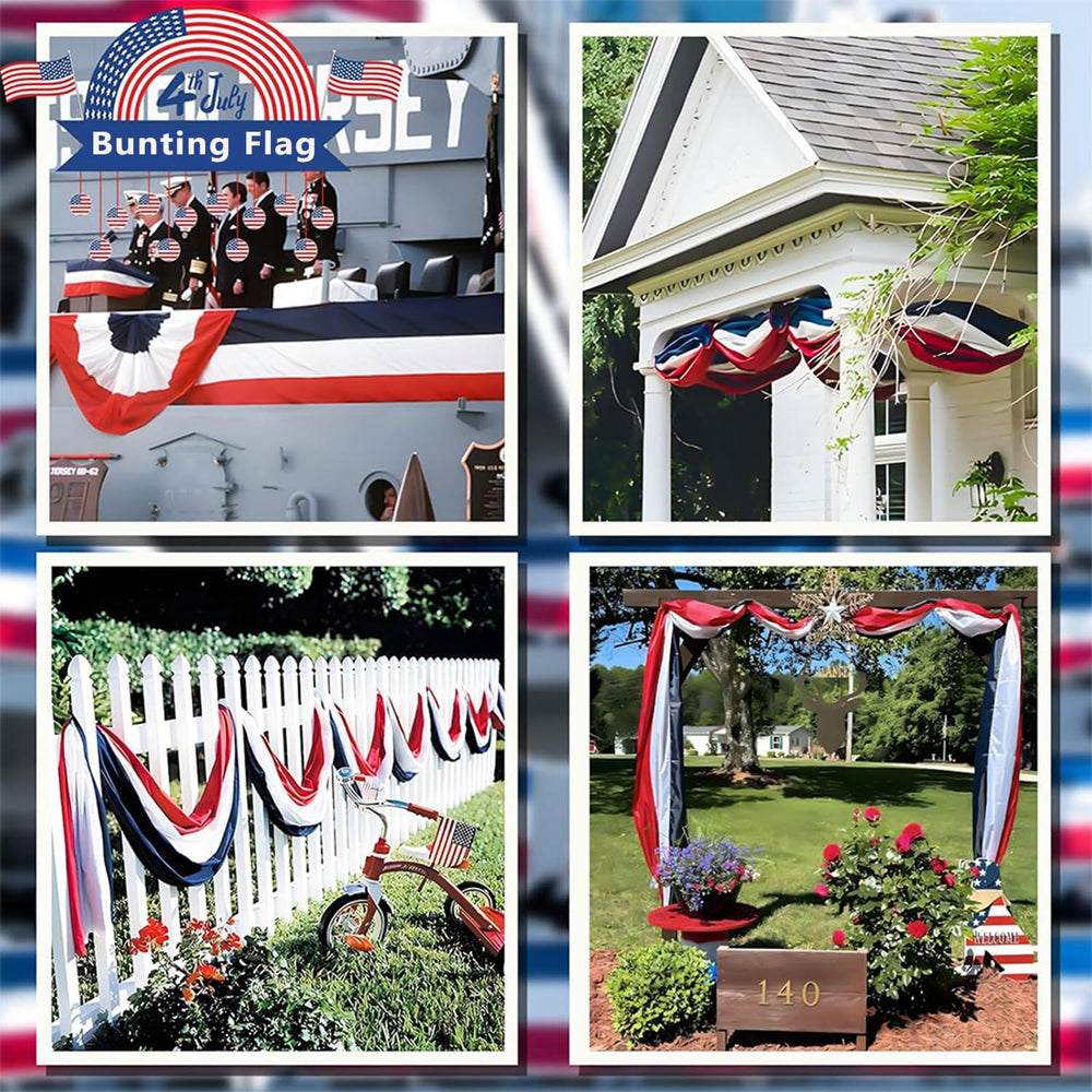 2Pack American Bunting Flag 2x20Ft Red,White & Blue Bunting USA Patriotic...