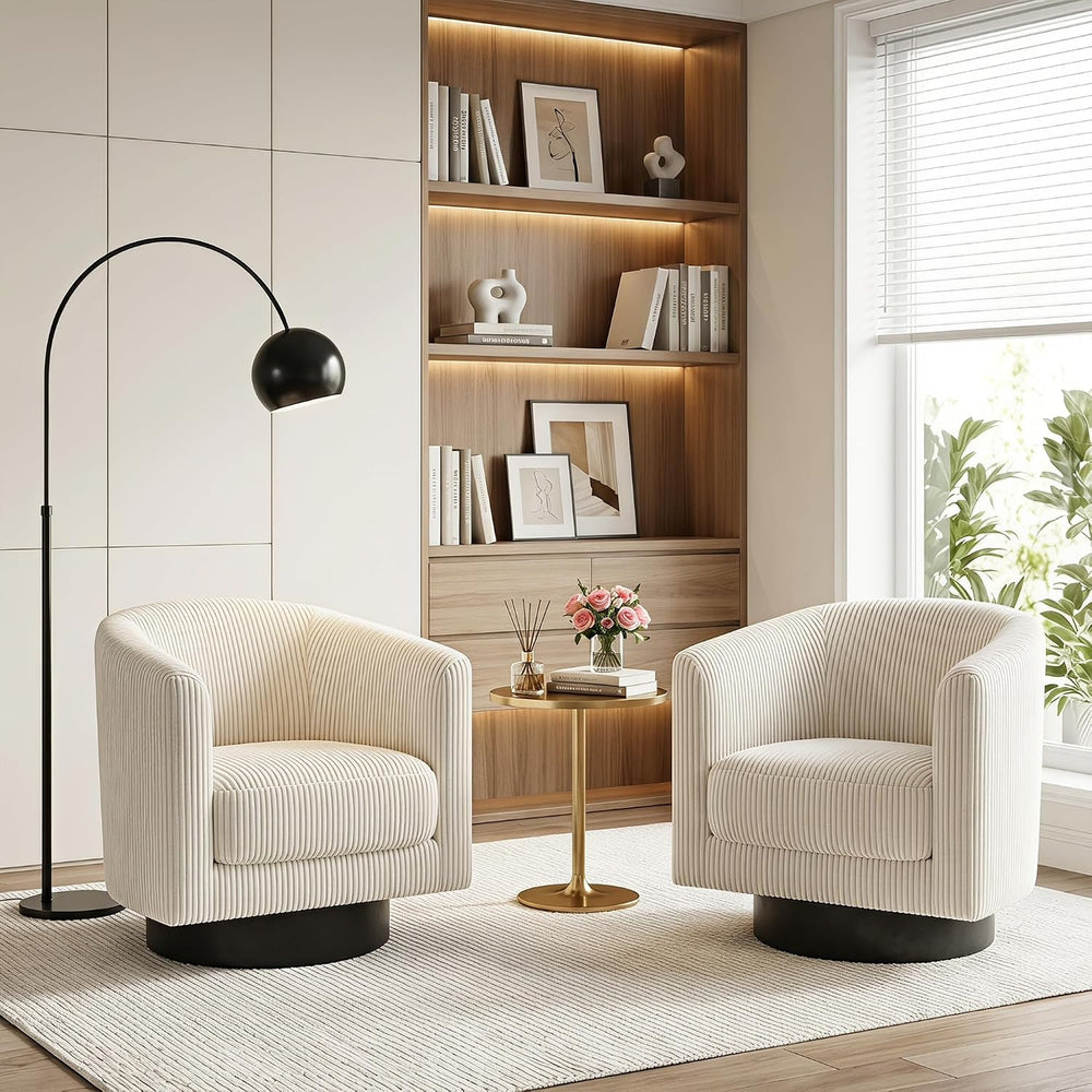Swivel Accent Chairs, 360 Degree Bucket Chair, Modern Upholstered Barrel Armc...