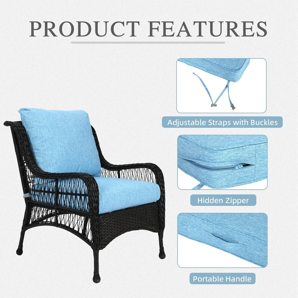 Aoodor 21" x 21" Patio Deep Seat Cushion Set, Lake Blue
