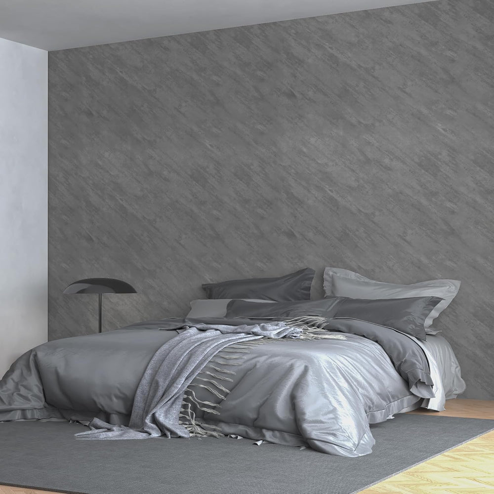 3yecao 16"×591" Large Size Grey Concrete Wallpaper Peel and Stick 3...