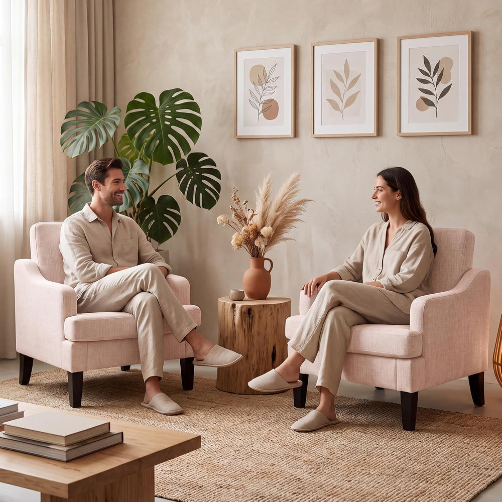 Garvee 2Pcs Accent Chair, Upholstered Armchair for Living Room, Pink