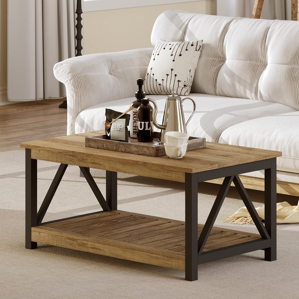 ChooChoo 40" Farmhouse Coffee Table with A-Frame Design for Living Room