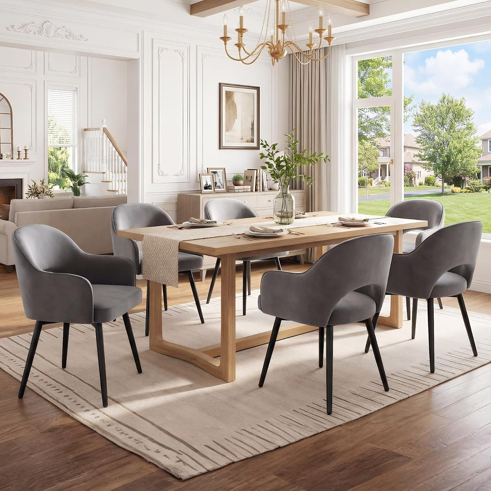 DUOMAY Swivel Dining Chair Set of 6, Velvet Upholstered Side Chair Modern Acc...