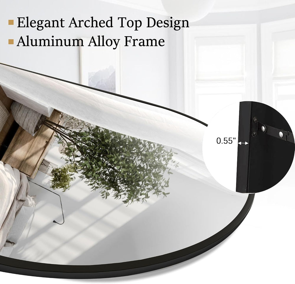 Rowjut Arched Full Length Mirror, 71"x30" Freestanding Floor Mirror...