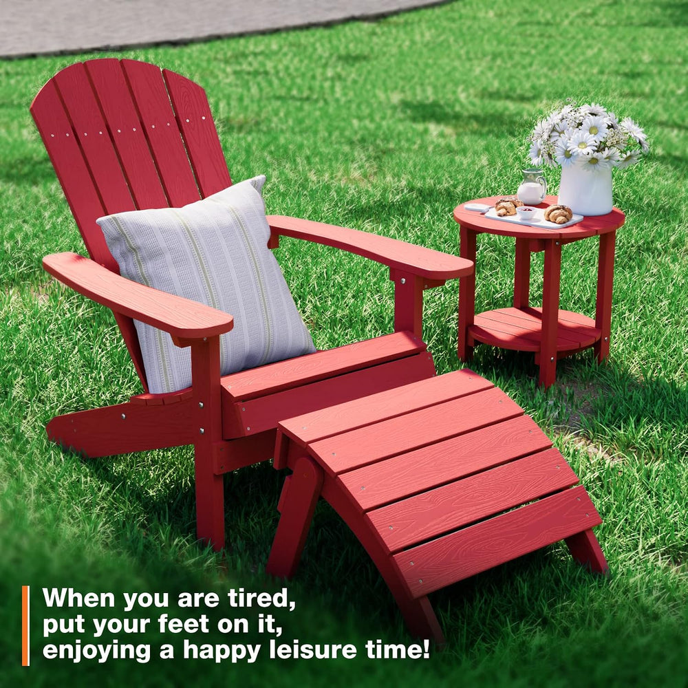 YEFU Folding Adirondack Ottoman Outdoor Set of 4, Red