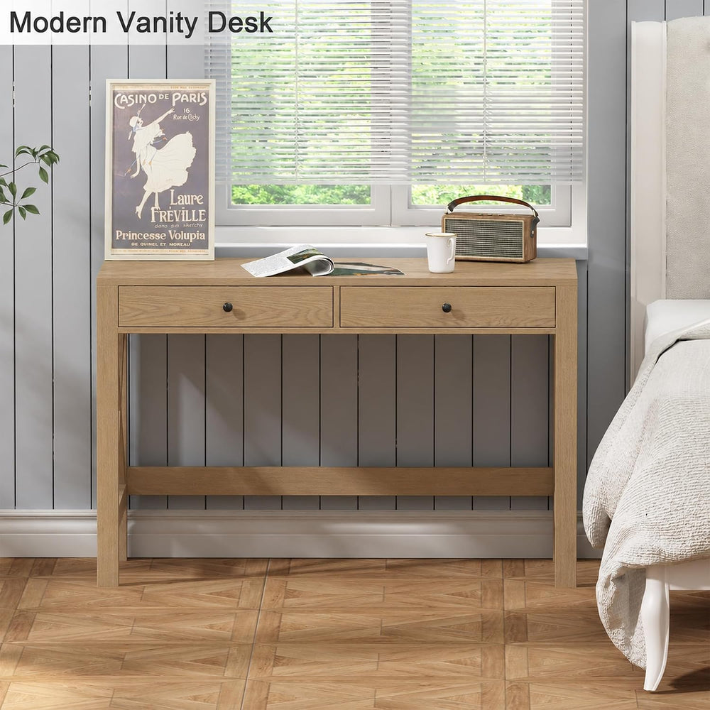 ChooChoo 39.4 Inches Farmhouse Computer Desk with 2 Drawers
