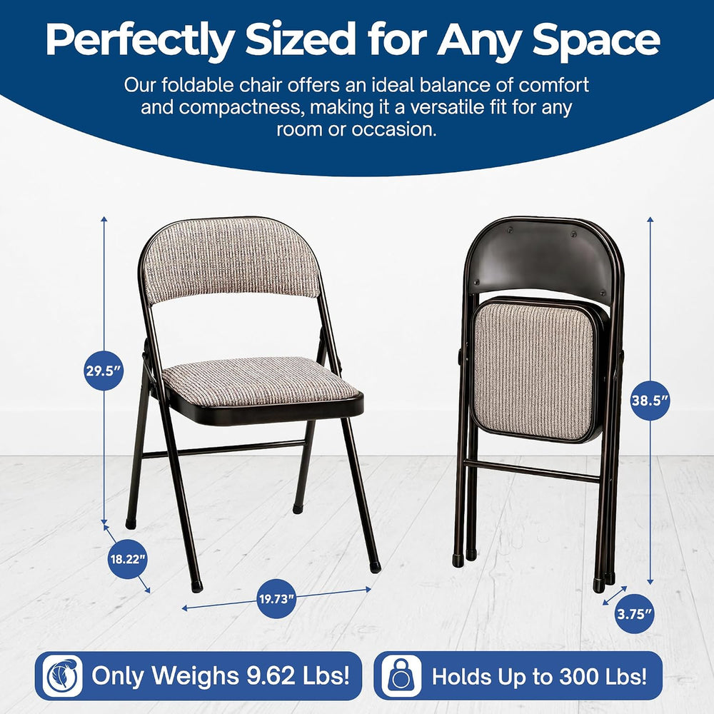 Sudden Comfort Deluxe Padded Folding Dining Chairs, Cinnabar/Motif, 4 Pack