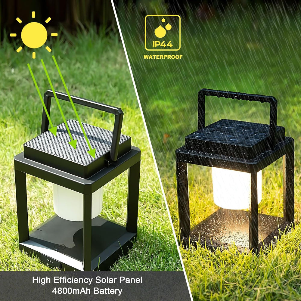 Solar Lantern Outdoor Table Lamp, Cordless Rechargeable Light