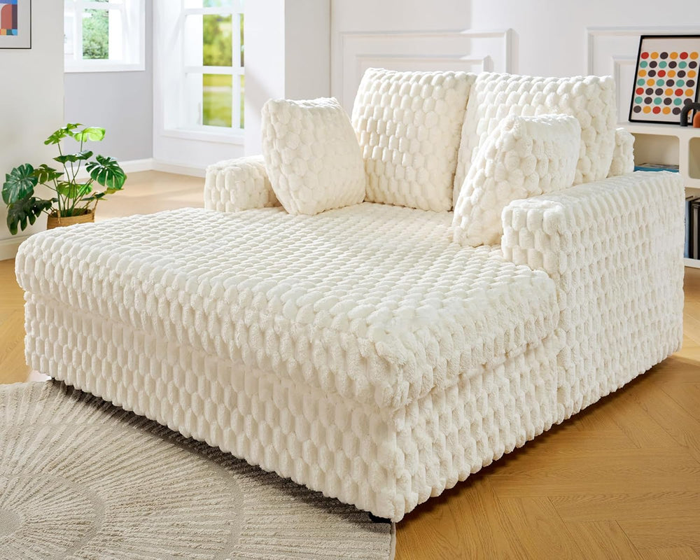 VanAcc 58"×53" Chaise Lounge Indoor, Upholstered Sofa Bed with Thro...