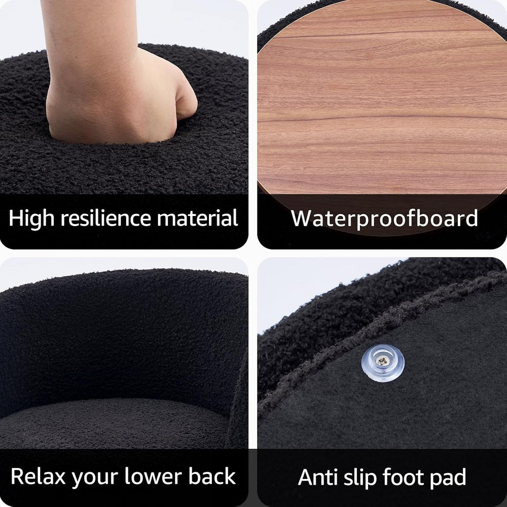 Storage Ottoman Modern Vanity Stool with Foldable Backrest
