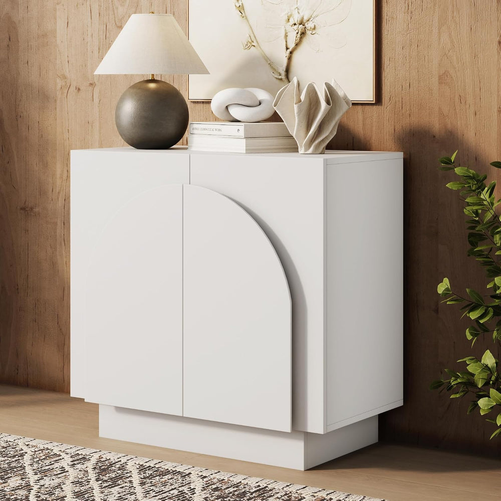 Nathan James Iris Mid-Century Modern Buffet Sideboard Credenza, White Wood St...