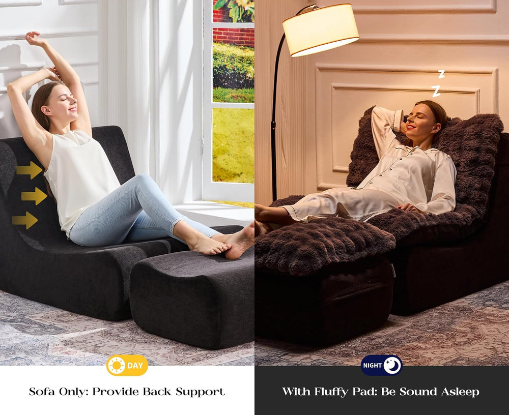 Hobestluk Small Couch Sofa Chaise Lounge Chair Recliner Chair with Footrest
