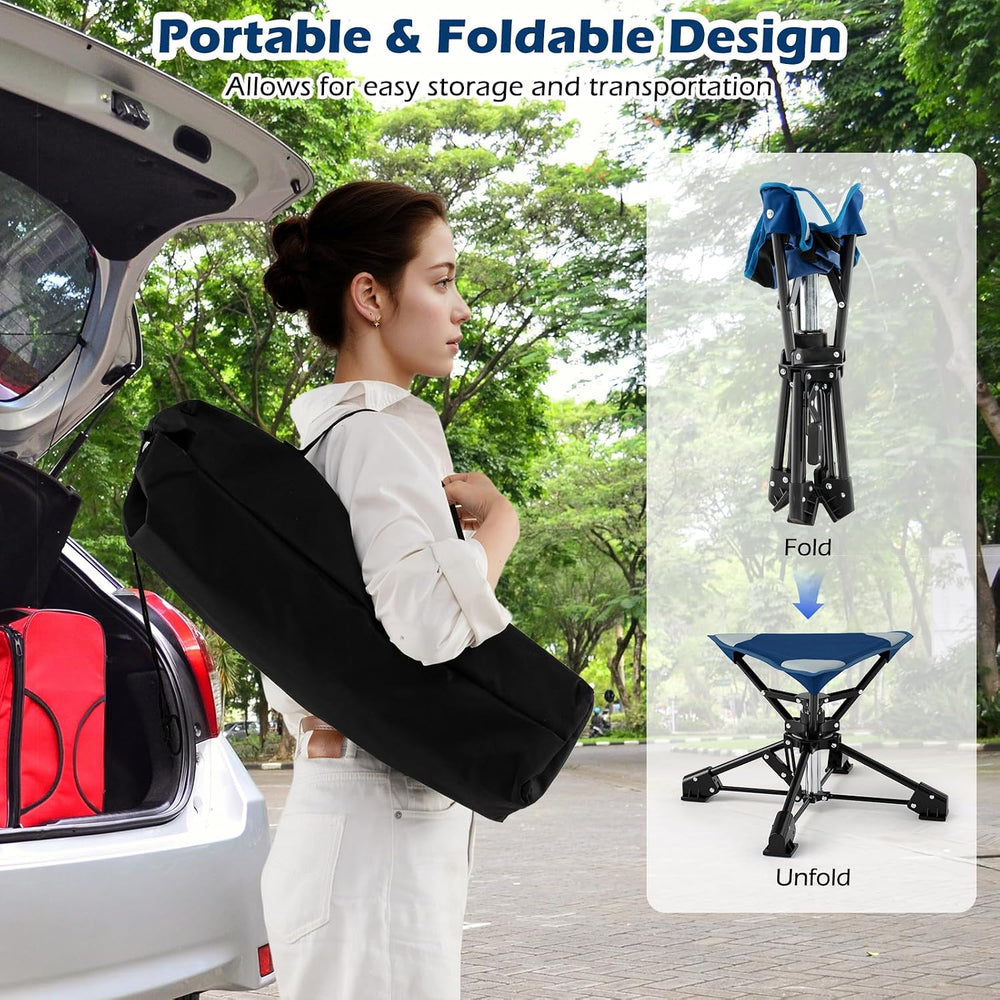Tangkula 360° Swivel Foldable Camping Stool with Anti-Sink Feet, Blue