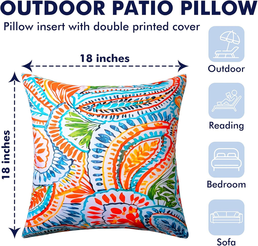 2 Pack Fall Outdoor Pillows, 18x18 Outdoor Throw Pillows Orange