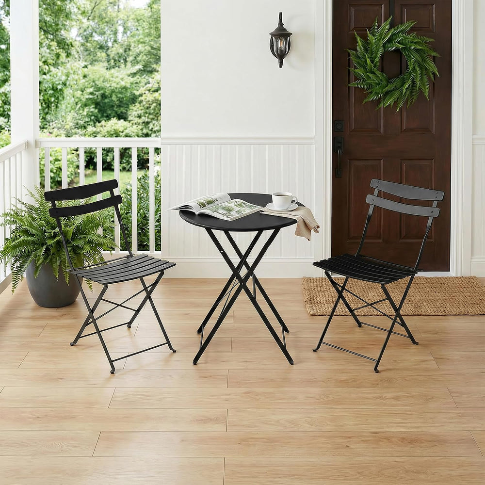GAOMON 3-Piece Bistro Set – Steel Frame Space-Saving Folding Patio Furniture ...