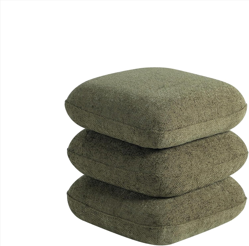 Get Set Style 360° Swivel Linen Ottoman, Modern Upholstered Foot Stool, Multi...
