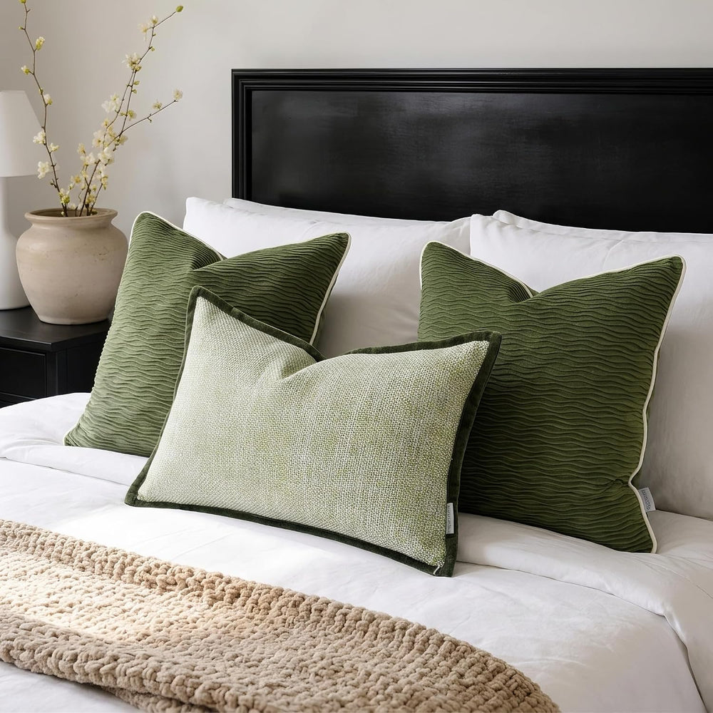 Moss Green Decorative Throw Pillow Covers 18"x18"