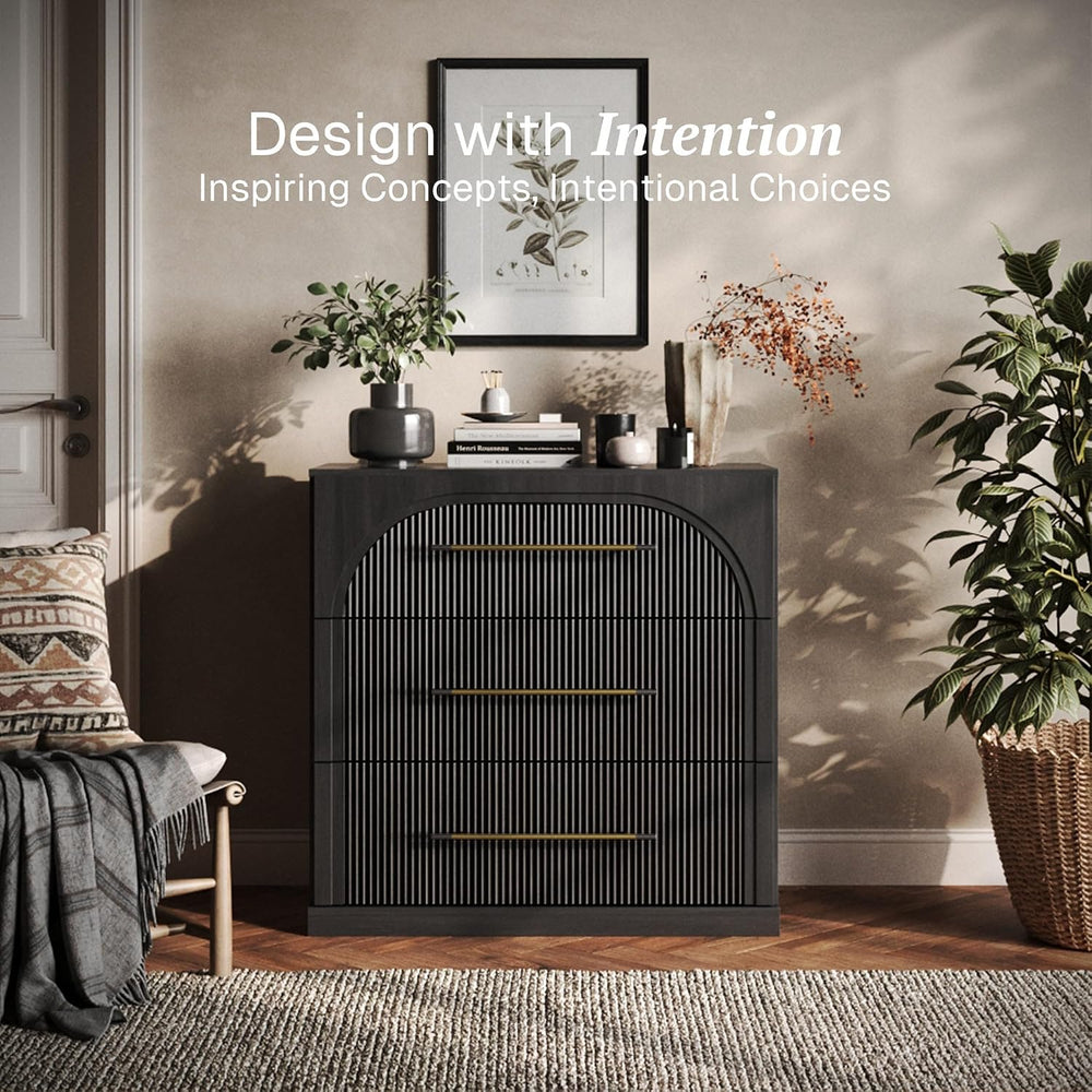 BELLEZE Fluted Modular Sideboard Cabinet, Classic Modern Buffet Cabinet with ...