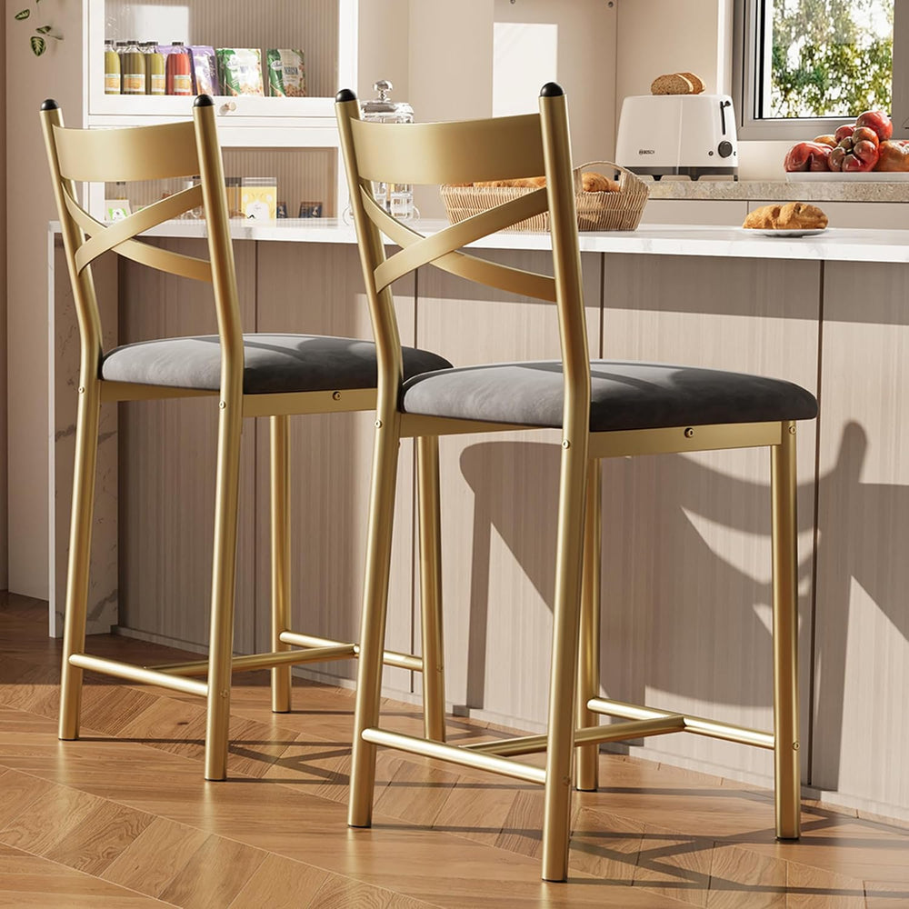 Garvee 26'' Bar Stools Set of 2, Counter Stools with Back & Thick...