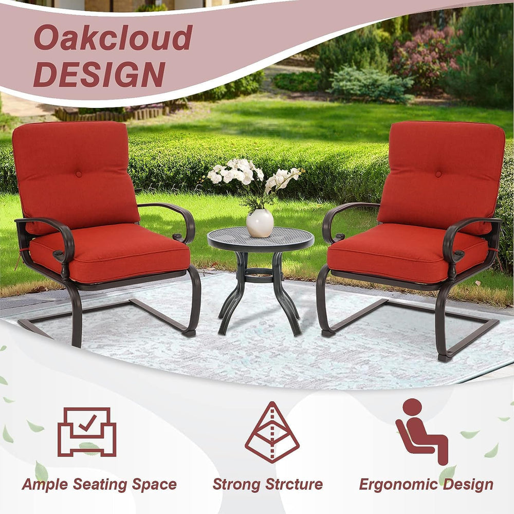 4 Pieces Metal Outdoor Furniture Patio Conversation Set, Glider Chairs Set wi...