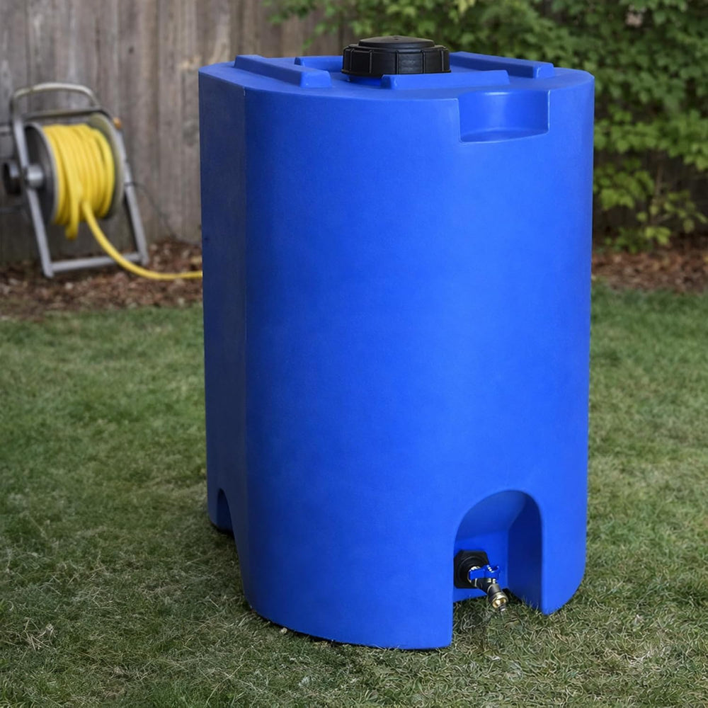 WaterPrepared 55 Gallon Unique Stackable Utility Water Tank, Blue