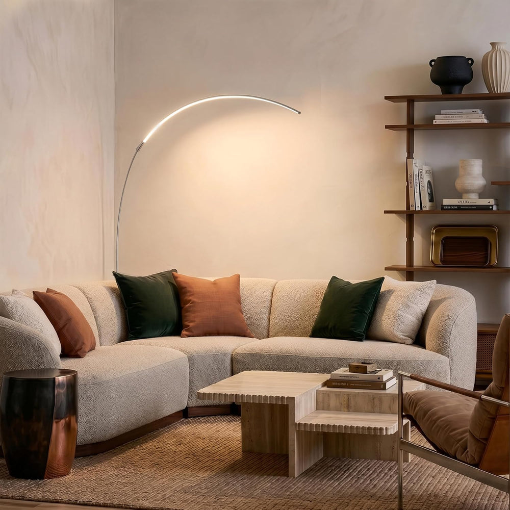 Brightech Sparq Arc Floor Lamp - Sleek, Minimalist Curved LED Standing Lamp f...