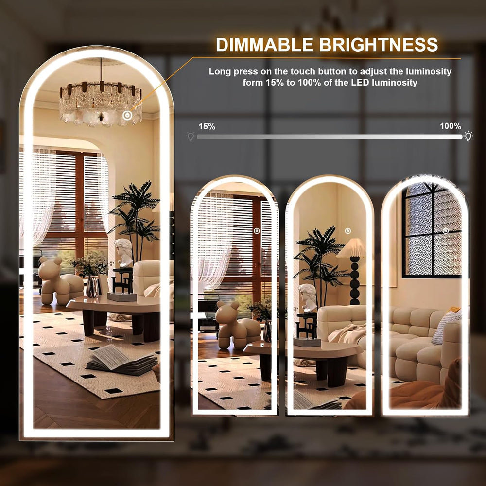 Easly 21"X56" LED Arched Full Length Mirror, Floor Mirror with Lights