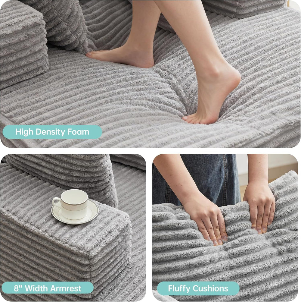 Boneless Couch Chaise Lounge Chair, 54" Oversized Cloud Sofa with Deep S...