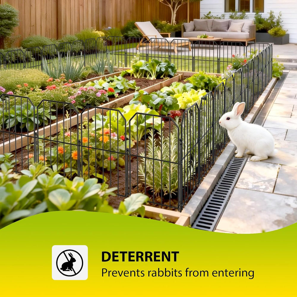 VANCASTLE Decorative Garden Fence, Toatal 25FT(L) x 24IN(H) Outdoor Metal No ...