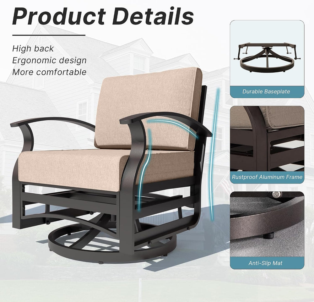 Kurapika 3 Pieces Patio Furniture Set, Outdoor Aluminum Swivel Gliders Rocker...