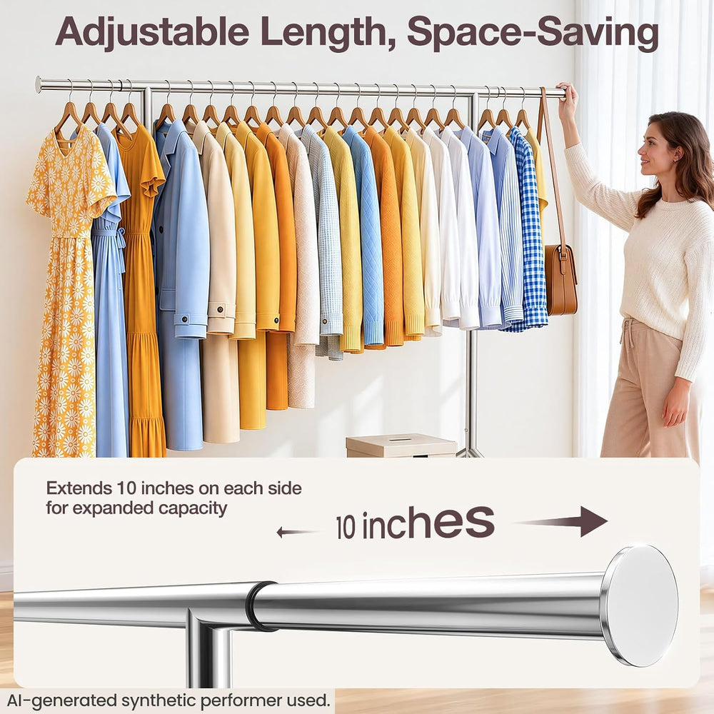 Heavy Duty Clothes Rack Load 650 LBS, Rolling Clothing Rack for Hanging Cloth...