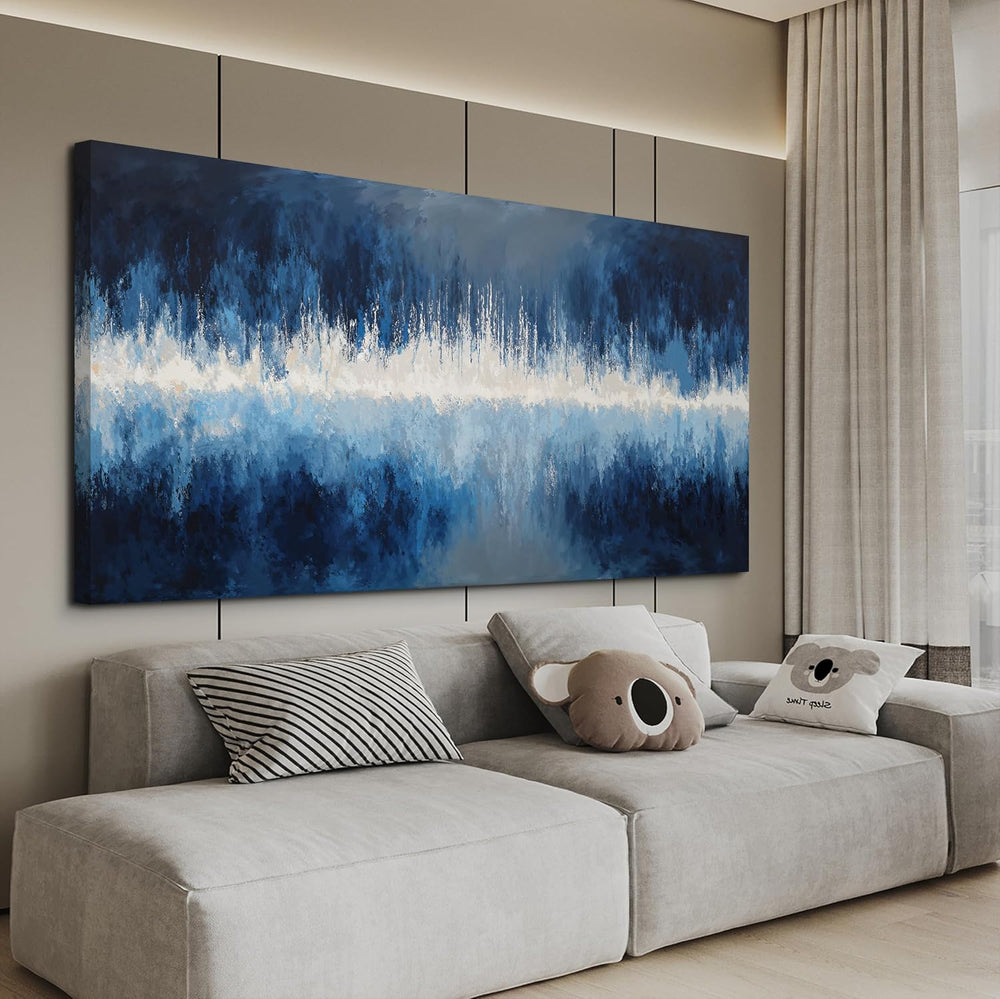 YISXINOAG Deep Blue Abstract Wall Art Modern Calm Cool Tones Canvas 20"X...