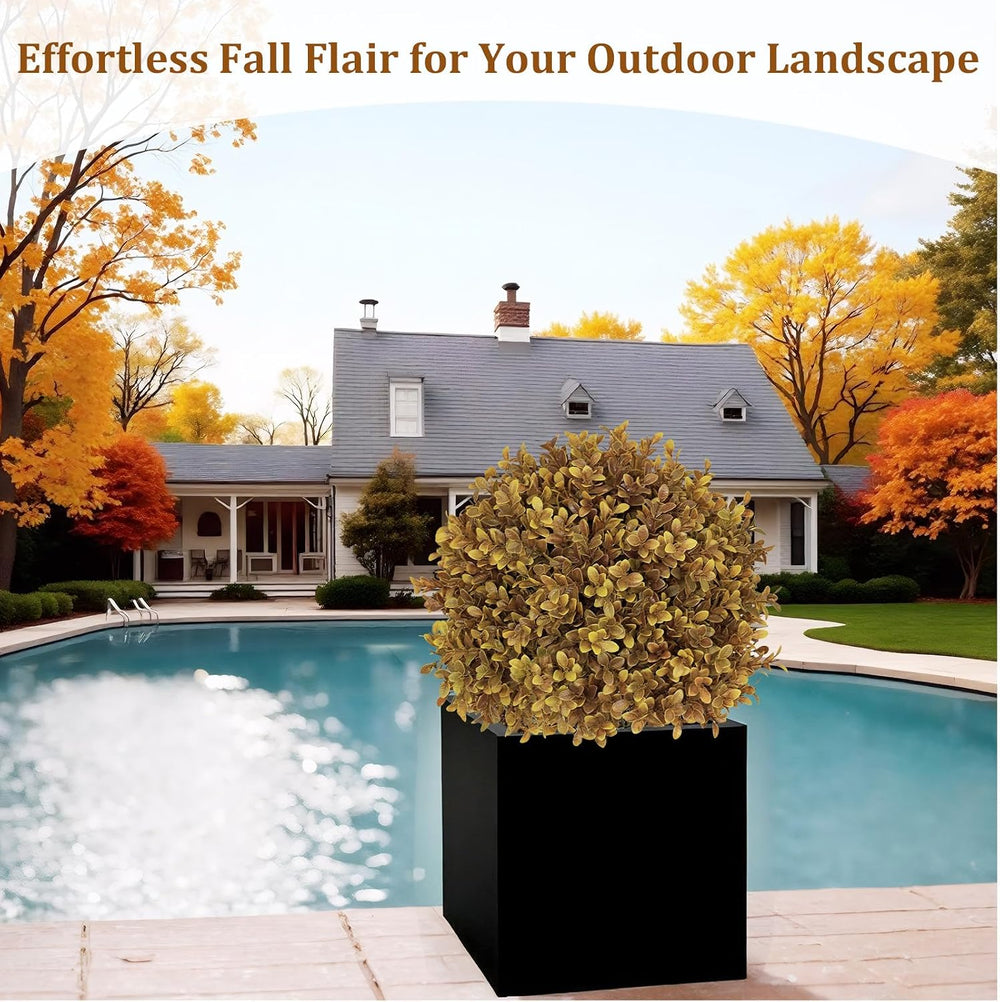 24" Artificial Outdoor Fall Plants, Boxwood Topiary Bushes Shrubs Set of 2