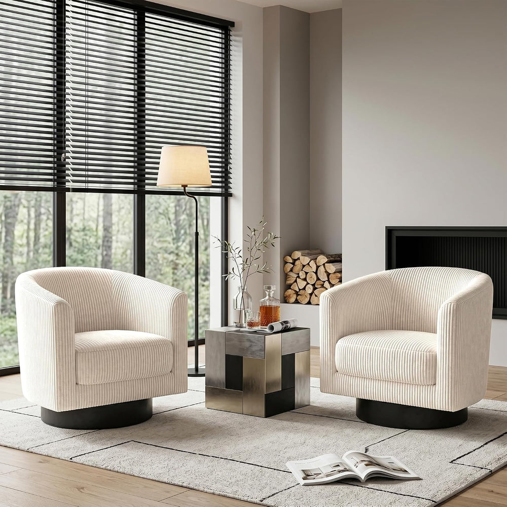 Swivel Accent Chairs, 360 Degree Bucket Chair, Modern Upholstered Barrel Armc...