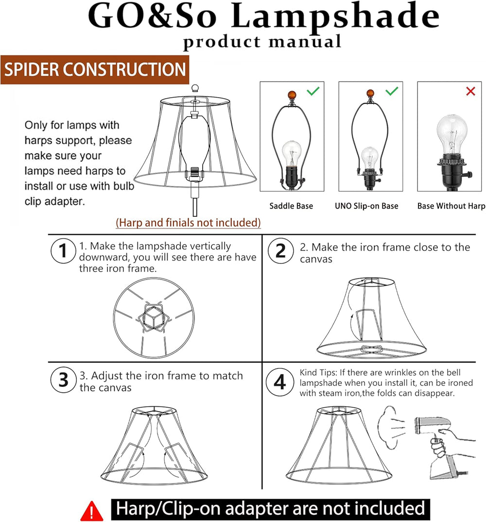 GO&SO Square Lampshade for Table Lamps,8x14"x11 Medium Beige Dark Do...