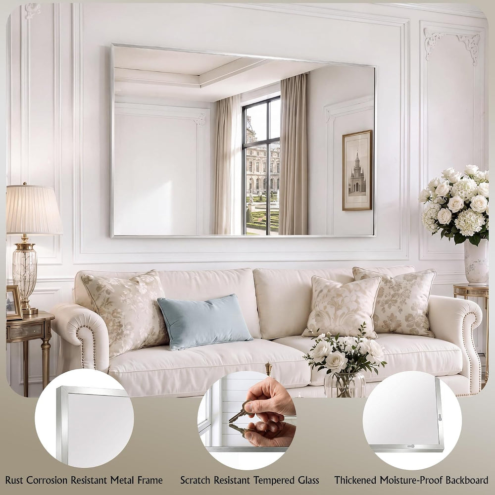 30"x36" Brushed Nickel Mirror Wall Mounted for Over Sink