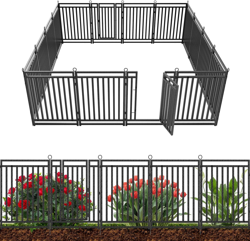 Decorative Garden Fence Metal Dog Fence Outdoor for Yard, 36ft (L) × 40in (H)...