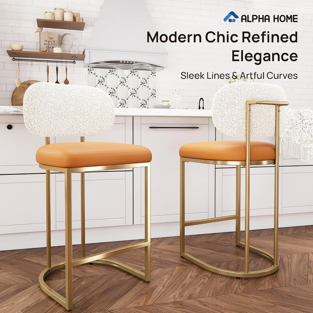 ALPHA HOME Bar Stools Set of 3, Counter Height Barstools with Back, 24 Inch