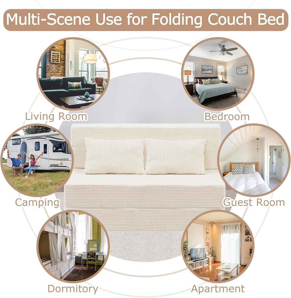 Folding Sofa Bed, Convertible Sleeper Chair Bed, Floor Sofa with Bag