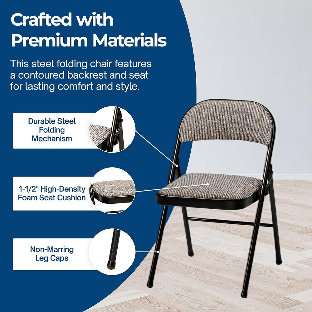 Sudden Comfort Deluxe Padded Folding Dining Chairs, Cinnabar/Motif, 4 Pack