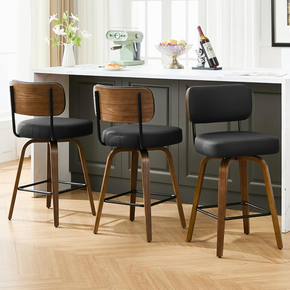 Solstrand 26" Swivel Counter Height Bar Stools Set of 3, Black