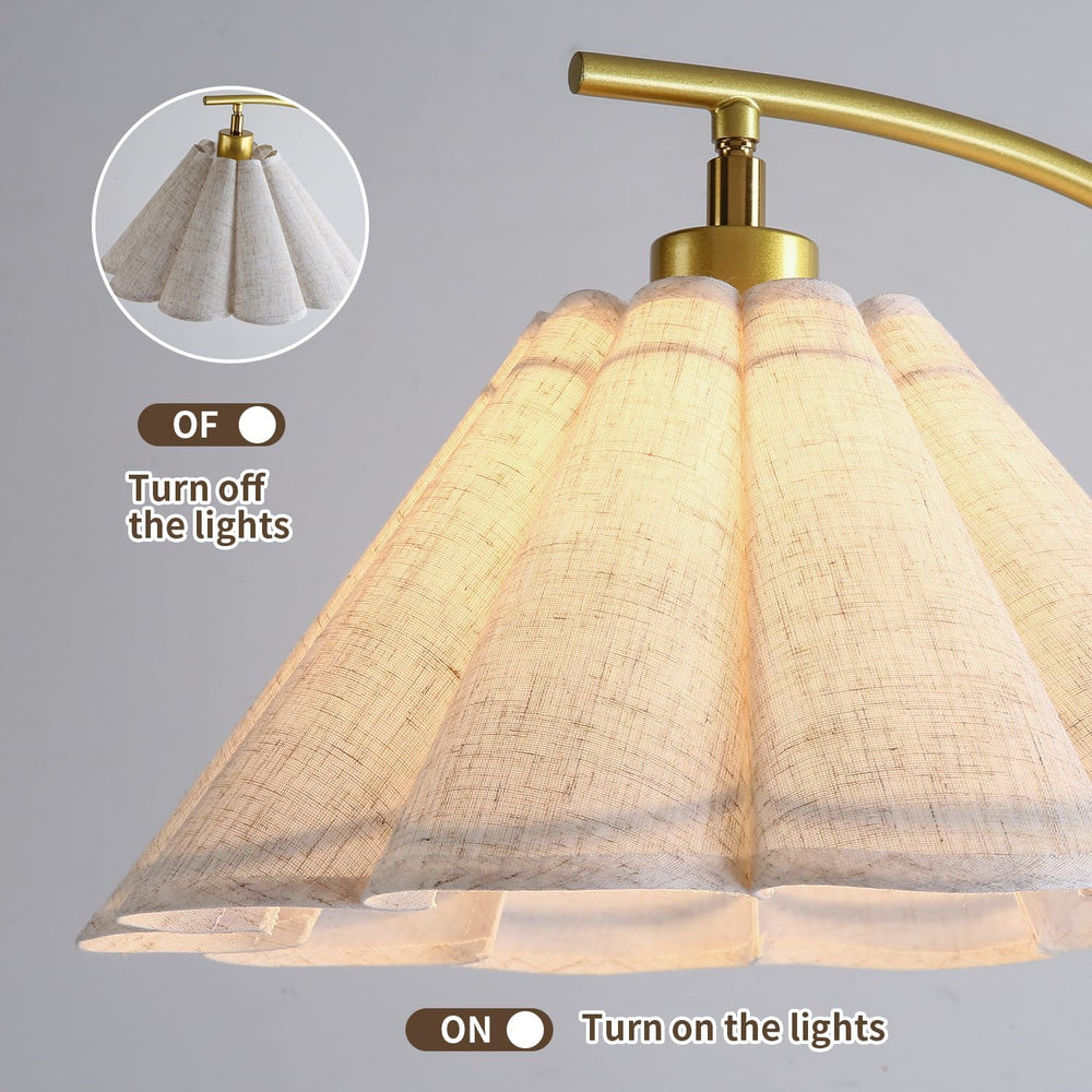 Floor Lamp with Pleated Linen Lampshade, Modern Flower Floor Lamp for Living ...