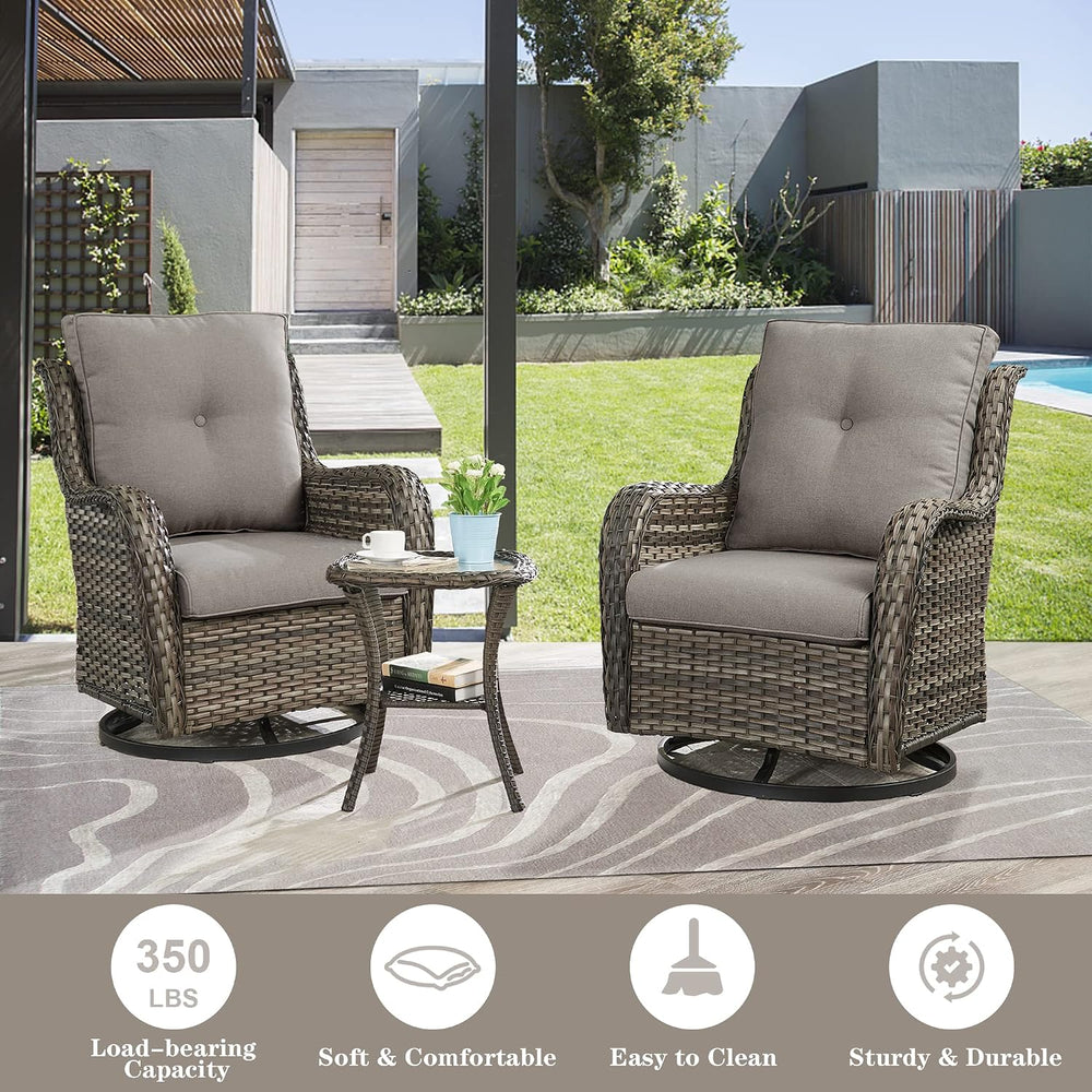 Belord 8 Piece Wicker Patio Furniture Set, Outdoor Swivel Rocker Chairs Set o...