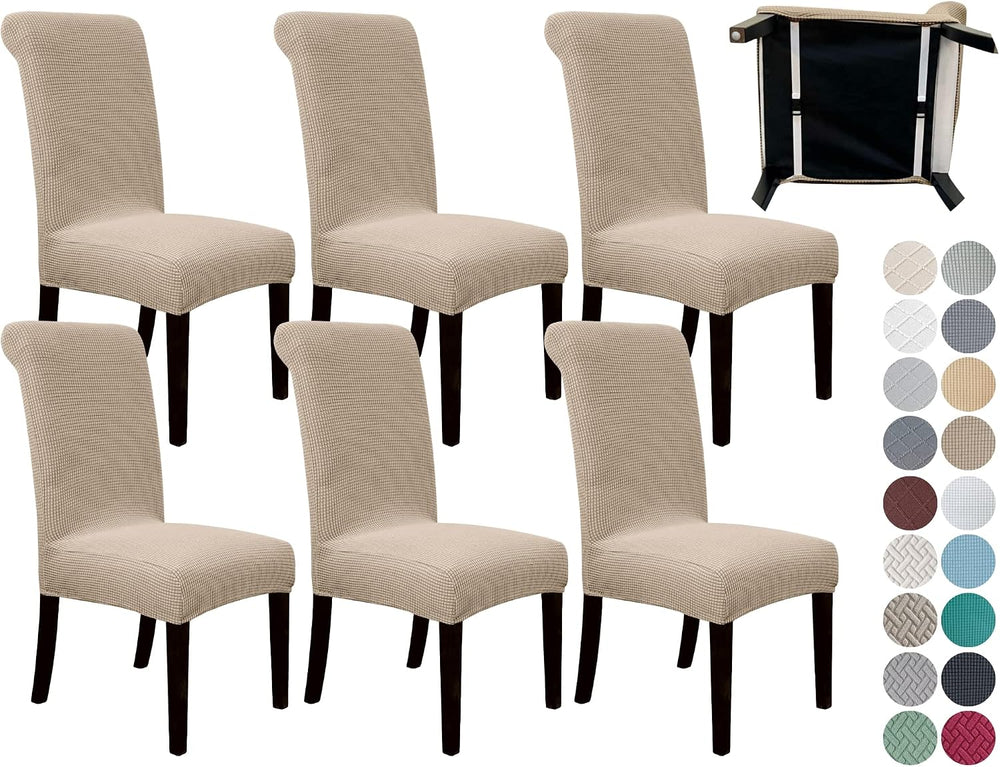SPRINGRICO 6 Pack Dining Room Chair Covers with seat Belt, Stretch Parsons Ch...