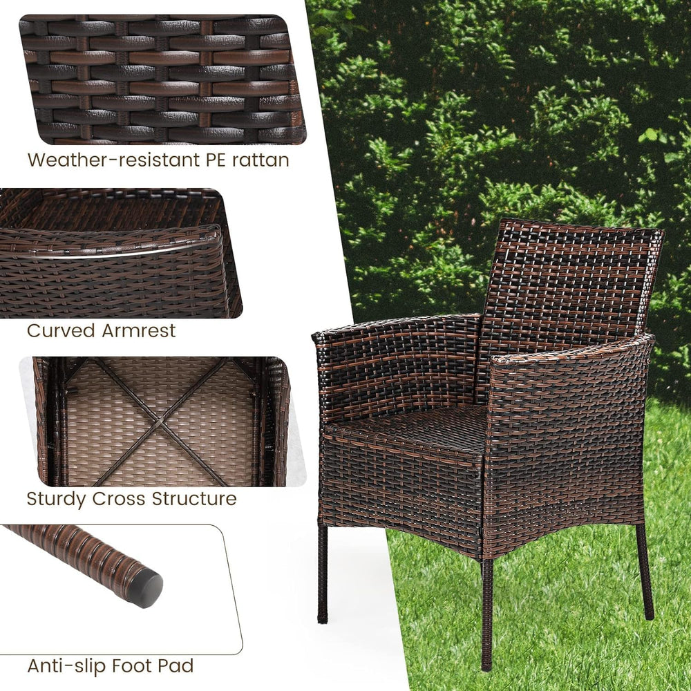 RELAX4LIFE Wicker Patio Chairs Set of 6, Indoor Outdoor PE Rattan Armchairs w...