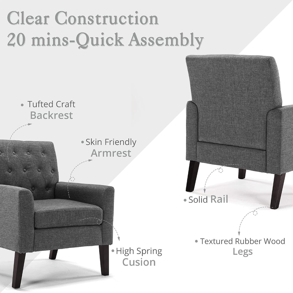 LUE BONA Upholstered Linen Accent Chair 18.5" H, Comfy Living Room Chair...