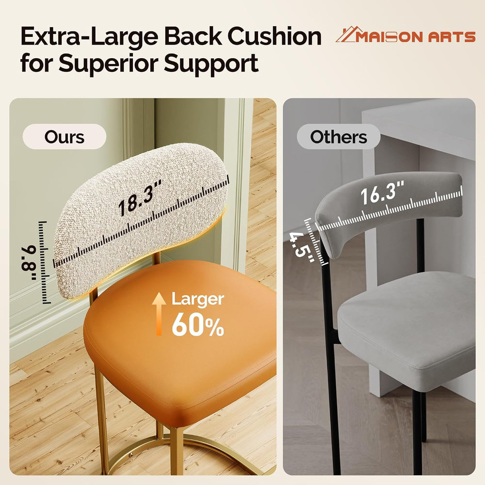 MAISON ARTS Counter Height Bar Stools Set of 4, Kitchen Barstools with Back