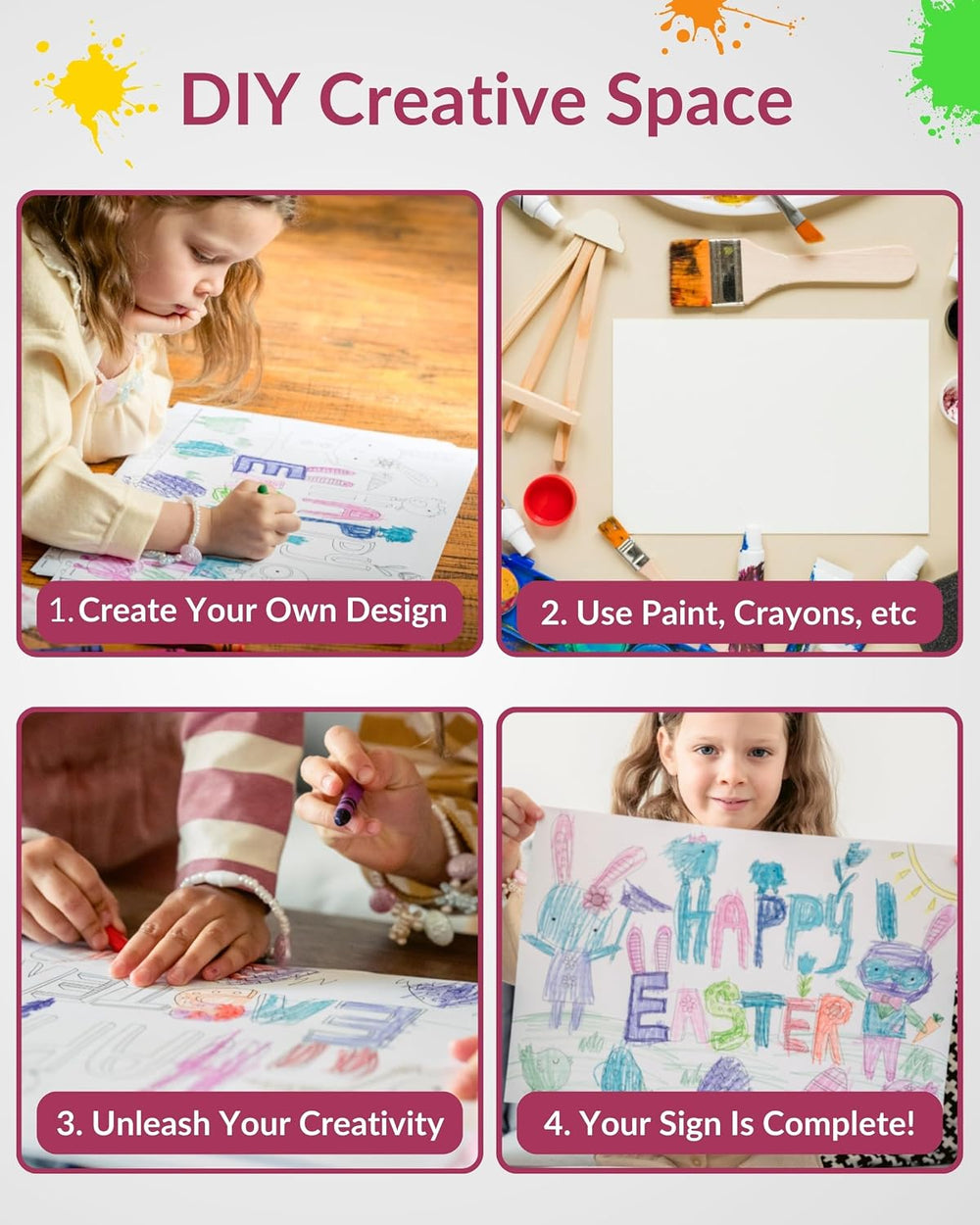 PartyPrints 20 Pack 18 x 12 White Blank Yard Signs with Metal Stakes, Waterpr...