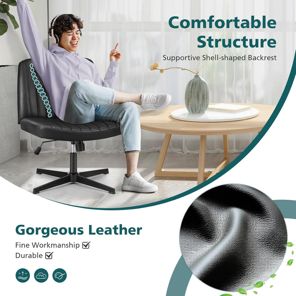 OLIXIS Criss Cross Chair, Cross Legged Vanity Chair, Home Office Desk