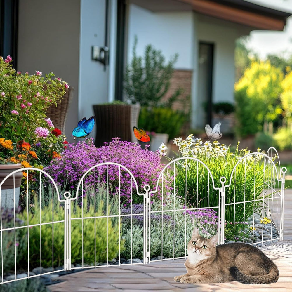 30 Pack White Decorative Garden Fence, 17in(H) x 32ft(L), with Ground Stake